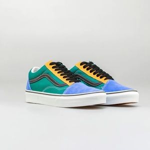 Green, Blue, & Yellow Color Block old Skool Vans